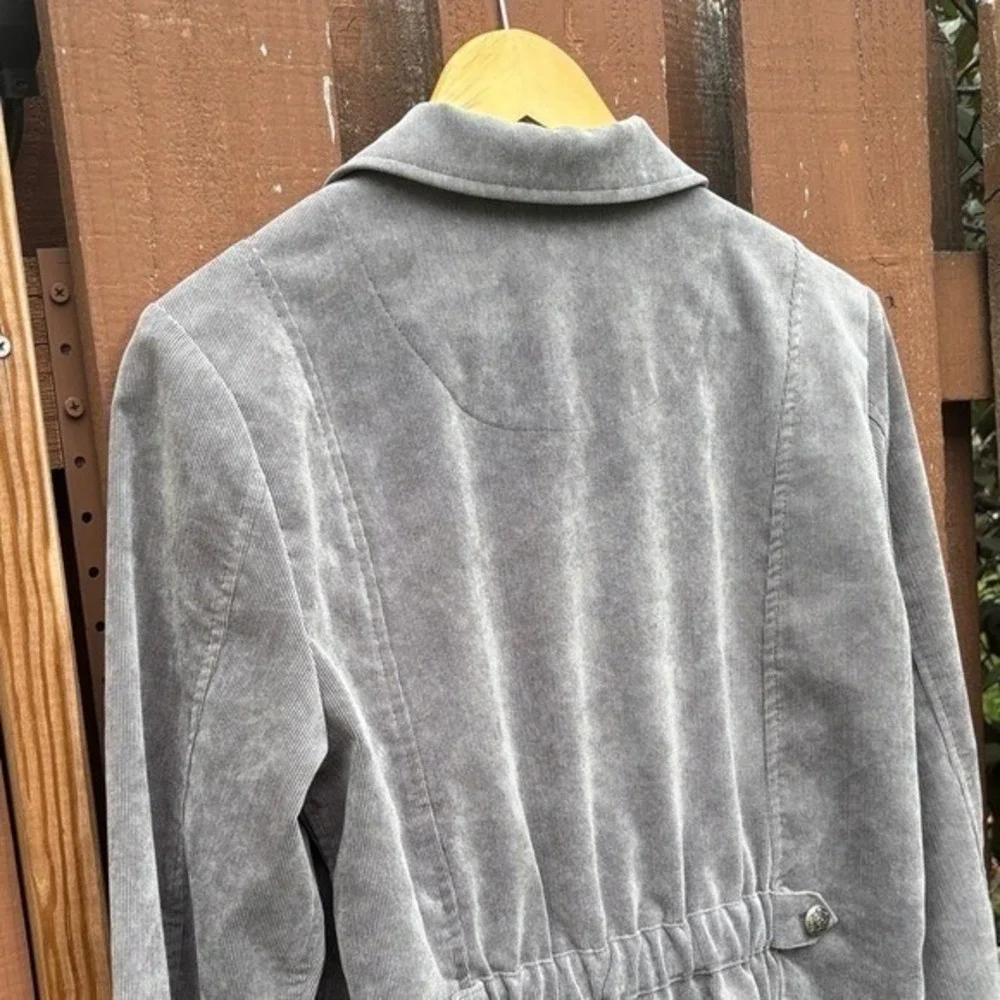 Christopher & Banks Women's SZ Medium Gray Mini Cord Velour Light‎ Jacket Fall